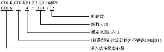 CDLK，CDLKF浸入式多級離心泵型號定義